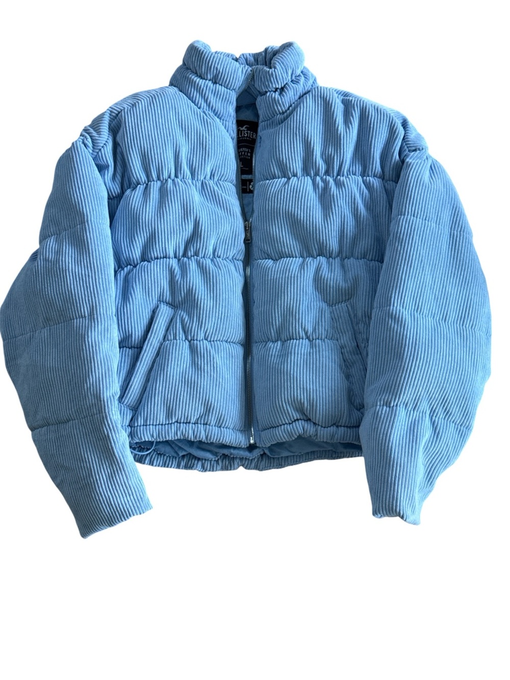 Hollister Corduroy Puffer Jacket in Sky Blue